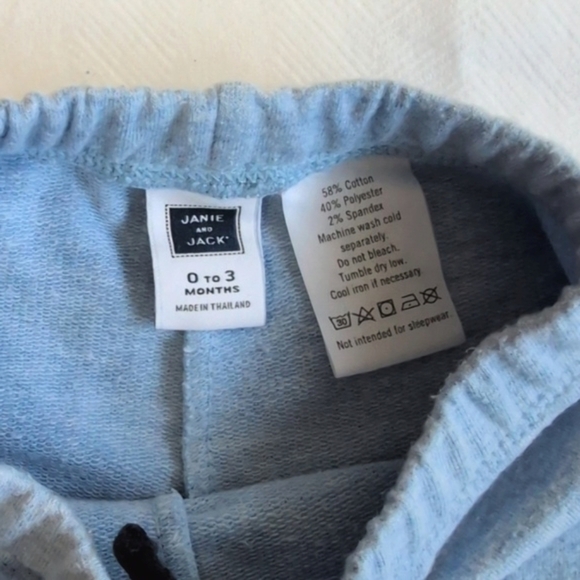 JANIE & JACK blue cotton comfy blend rolled hem pants 0-3 months baby boy - Picture 3 of 5